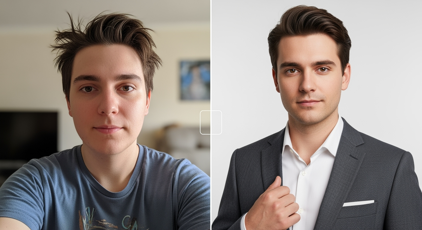 AI ile fotoğraf dönüşümü - Yapay zeka teknolojisi ile profesyonel portre oluşturma süreci